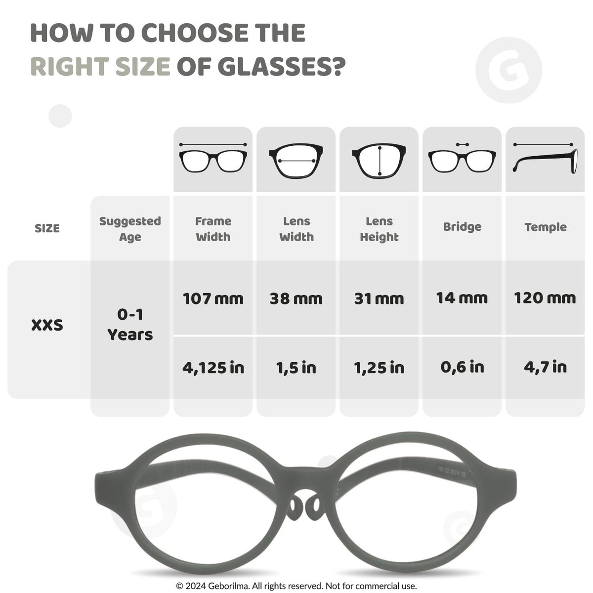 Kids Glasses Optical Frames 38-14-120 1151 Gray