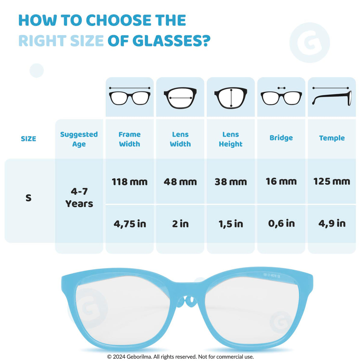 Kids Glasses Optical Frames 48-16-125 1301 Sky Blue